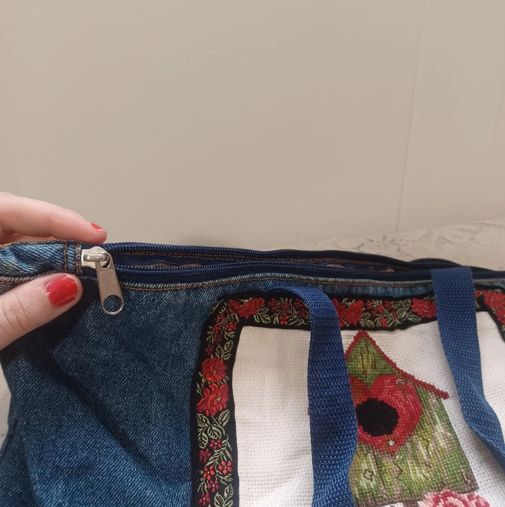 Needlepoint Denim Tote - Picture 10 of 11